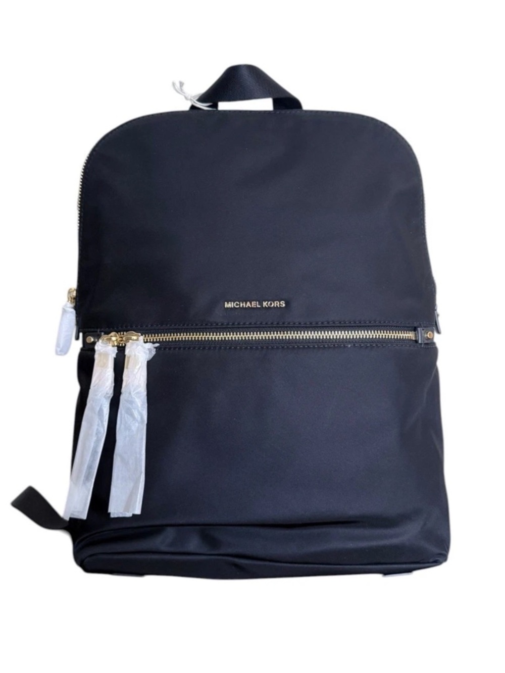 NWT Michael Kors Black Nylon Zip-Front Backpack - Picture 2 of 3